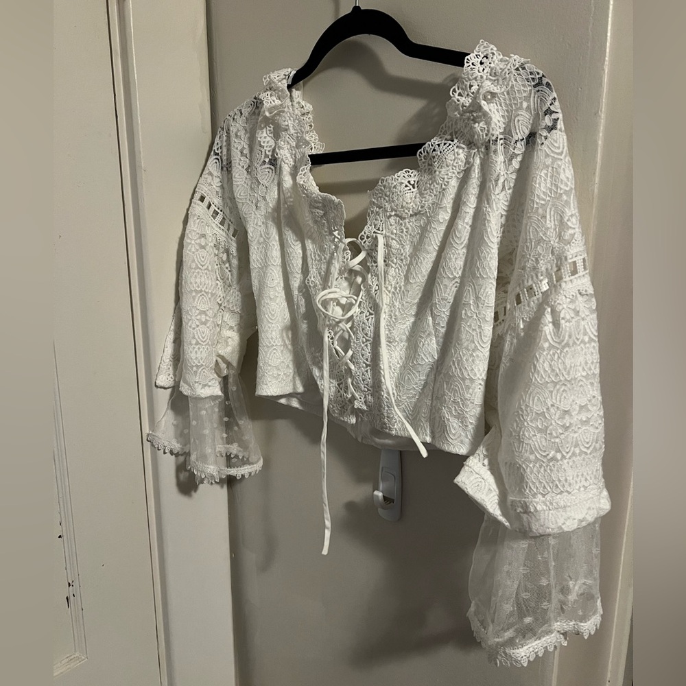 Off the shoulder white top